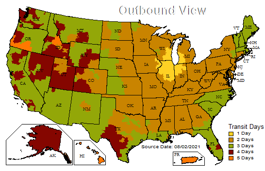 bounceland ups shipping map